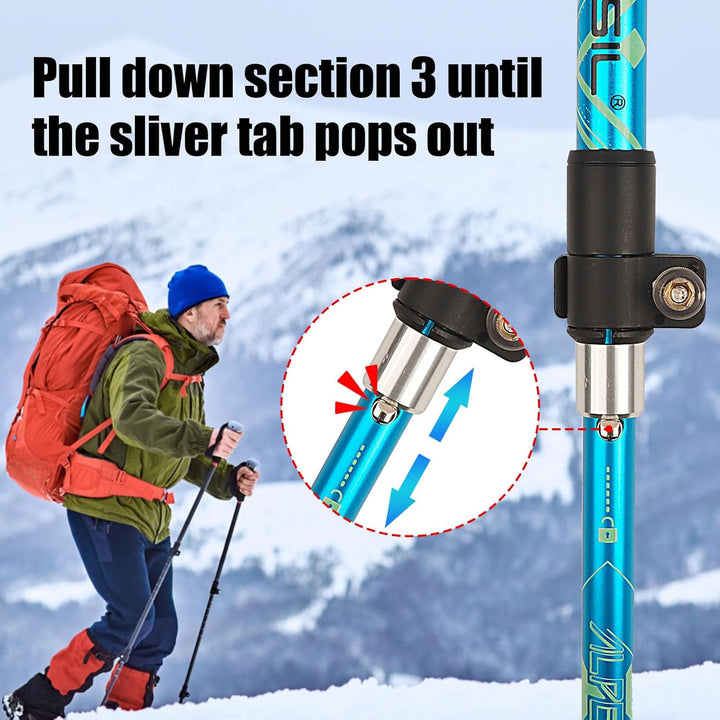 HOVIN Walking Stöcke Damen,Wanderstöcke Faltbar 105-125cm,Trekkingstöcke mit Gummipuffers für Trekki