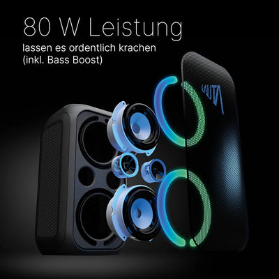 TechniSat LAUTA WUMMSBOX - Tragbarer Premium Bluetooth Lautsprecher mit LED-Lichteffekten (Bass Boos