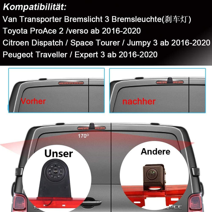 4,3'' Zoll LCD Rückspiegel+Bremslicht Rückfahrkamera Transportster Wasserdicht Einparkkamera Rückfah