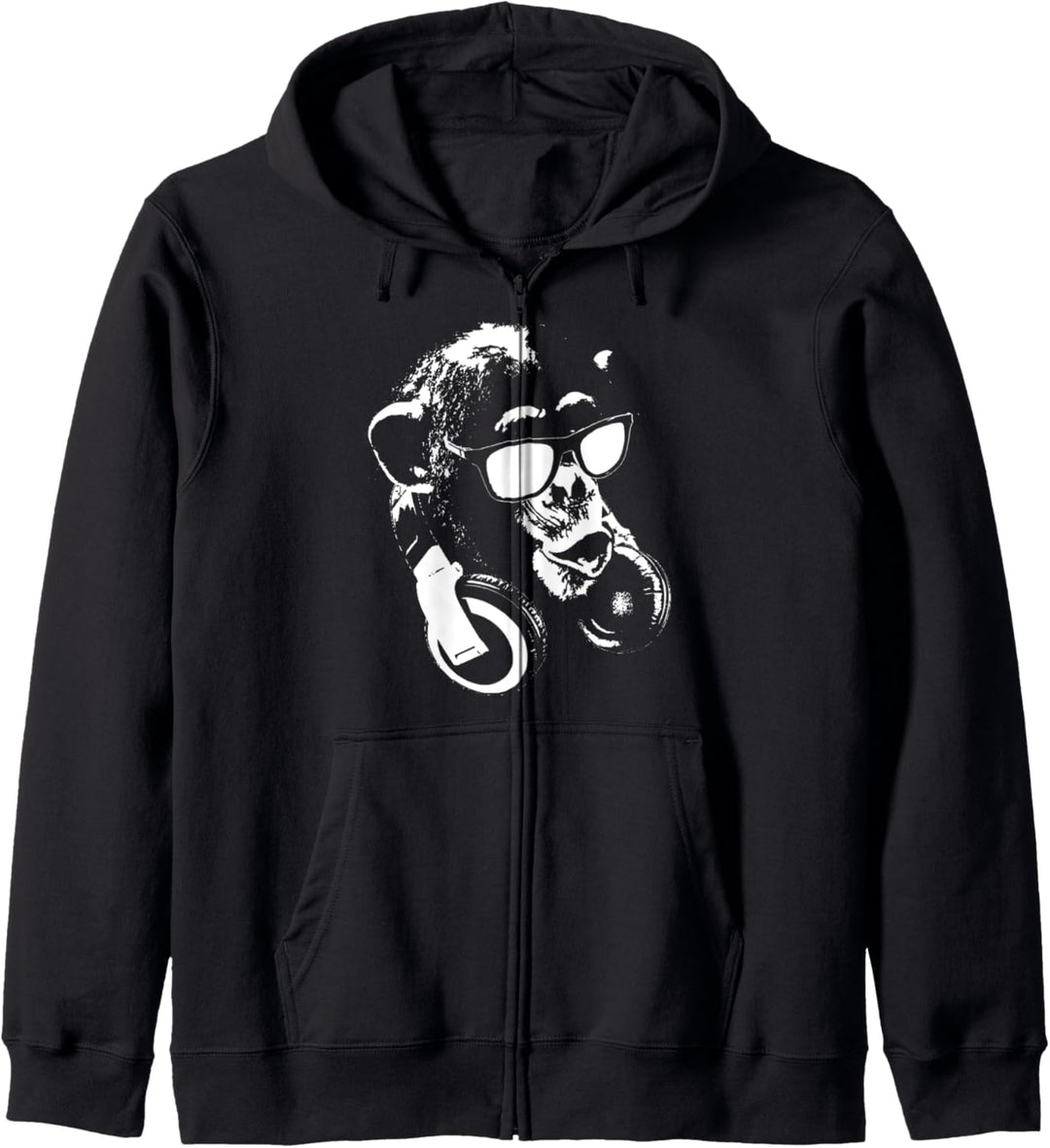 Monkey Mit DJ Kopfhörer und Sonnenbrille Kapuzenjacke