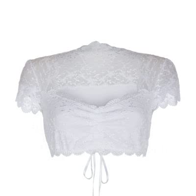 Nina von C. Spitzen Damen Dirndlbluse Valeska 48462971 - Weiss - Zauberhafte halbtransparente Tracht