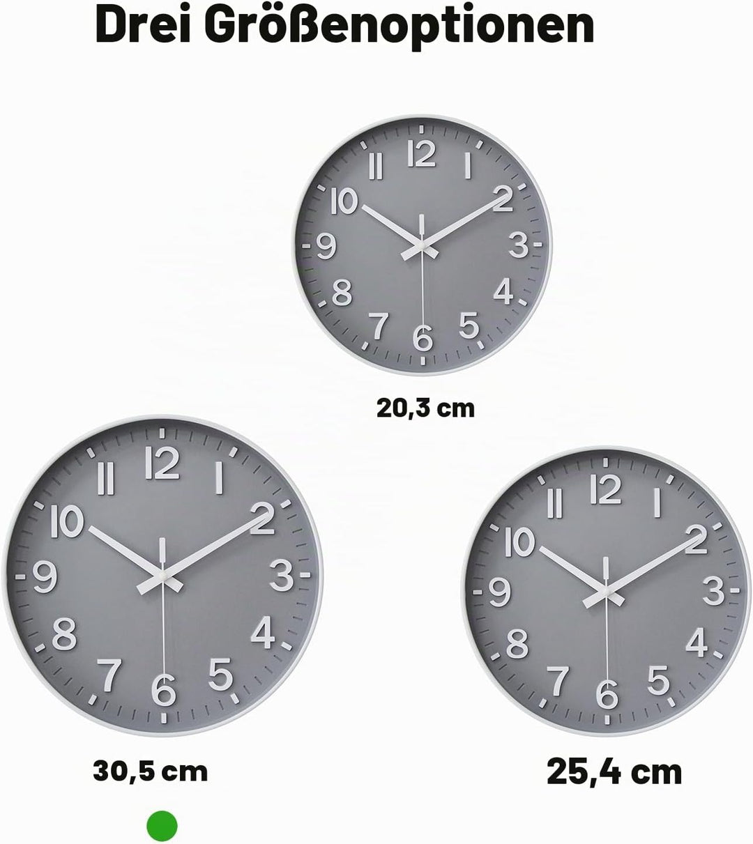 HZDHCLH 30cm Lautlos Wanduhr ohne Ticken Schleichende Sekunde mit Arabisch Ziffer für Büro, Klassenz