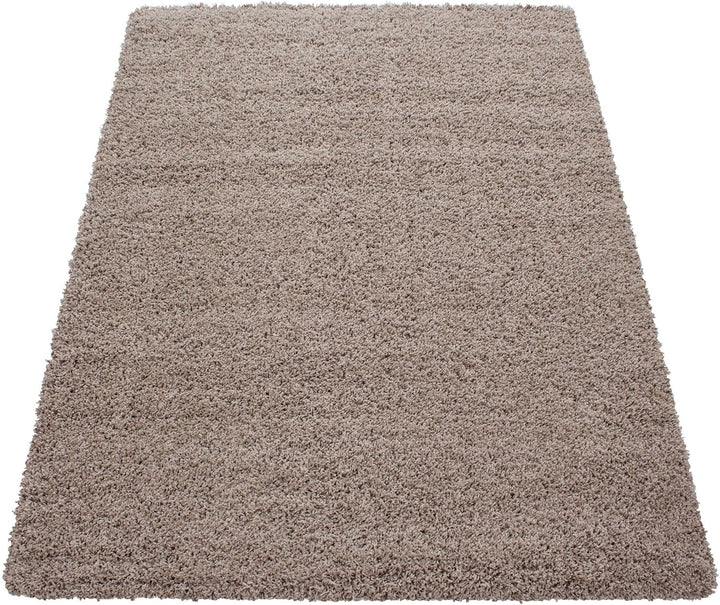 Carpetsale24 Shaggy Hochflor Teppich Wohnzimmer 120 x 170 cm Beige Modern - Teppich Flauschig, Extra