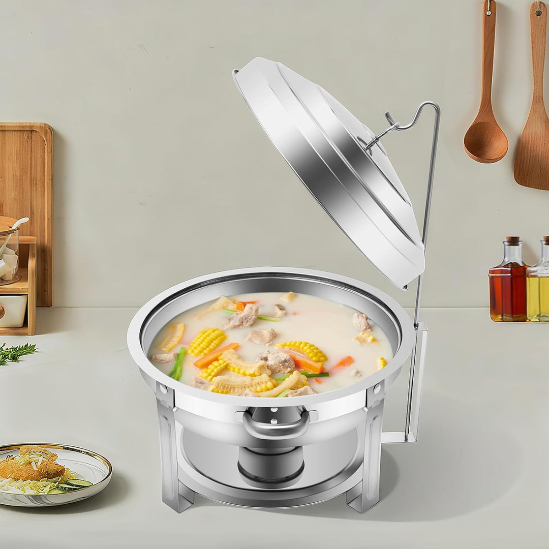 7.5 L Edelstahl Chafing Dish Buffet Set Edelstahl Rund Speisenwärmer Wärmebehälter Suppentopf mit Br