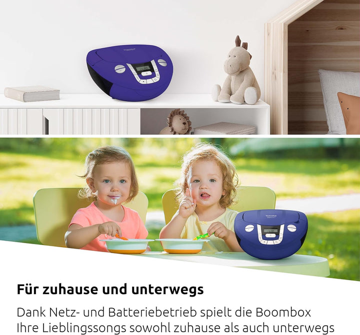 TechniSat Viola CD-1 - tragbarer Stereo CD-Player, Boombox mit praktischem Tragegriff (CD-Radio für