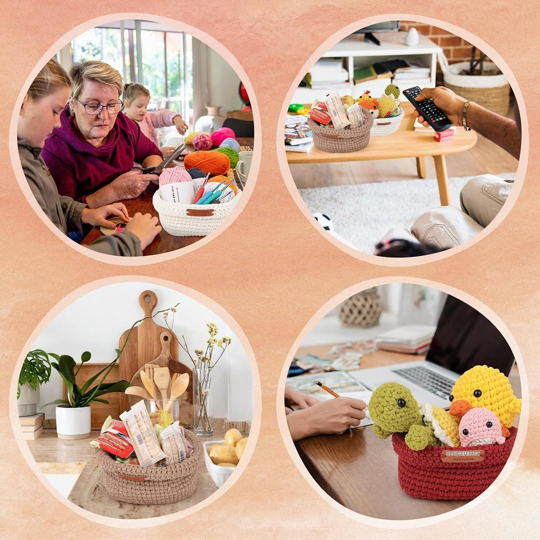 Coopay Häkelset für Anfänger – 2 Grössen quadratischer Körbe, Schnittmuster, Wolle, DIY zum Lernen K