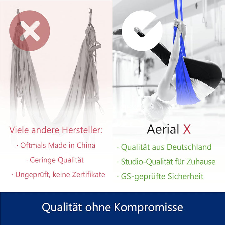 AerialX Aerial Yogatuch - Yoga Fitness Set | GS geprüfte Yoga Hängematte inkl. Turnringe für Yoga Pi