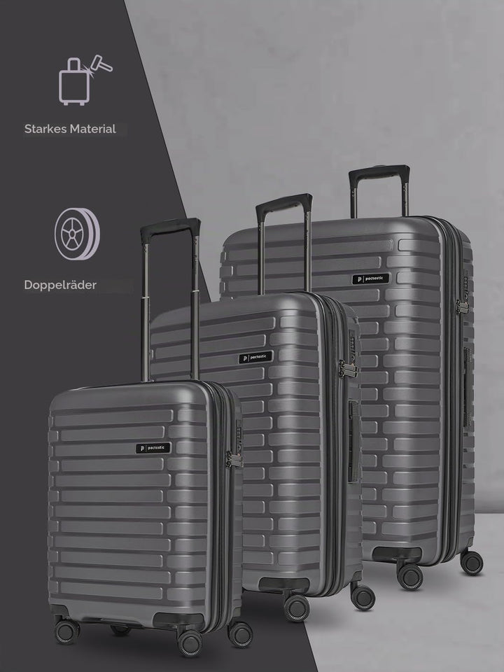 Pactastic Hartschalen Koffer-Set 3-teilig | hochwertiges Polypropylen Material | mit Dehnfalte erwei