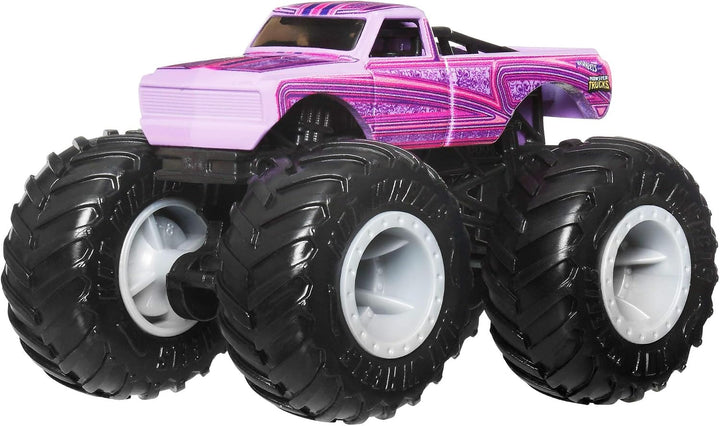 Hot Wheels Monster Trucks 4er-Pack, Set aus 4 Spielzeugfahrzeugen im Massstab 1:64 mit riesigen Räde