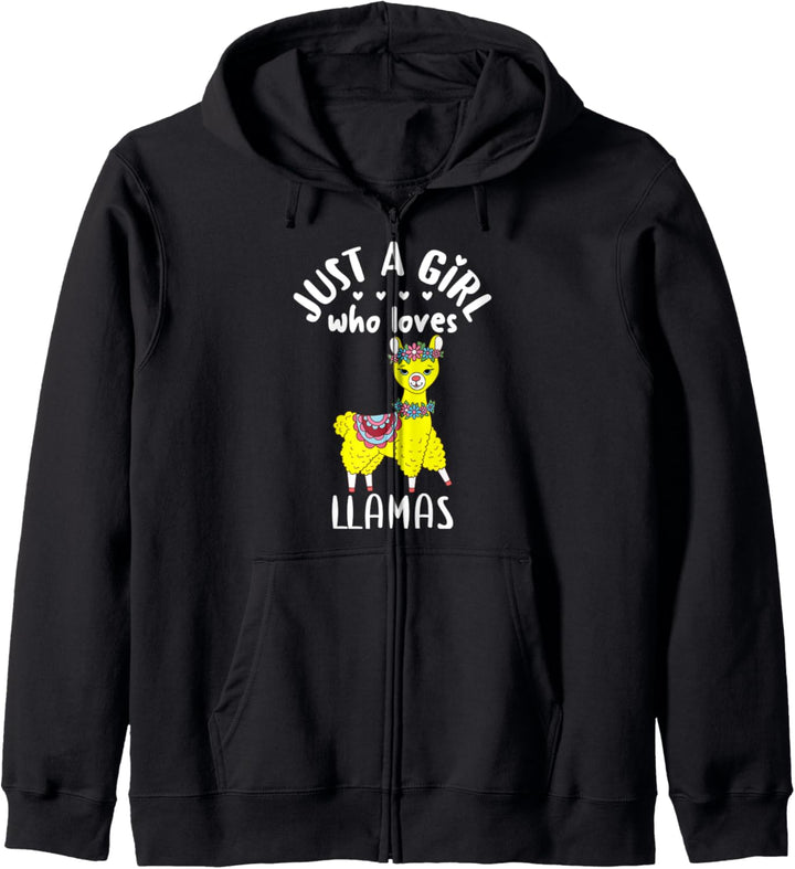 Girls Floral Llama Gift Flowers Just A Girl Who Loves Llamas Kapuzenjacke