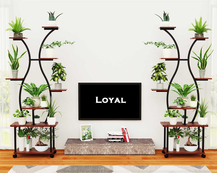 loyal Pflanzenständer mit Wachstumslicht - 8-stufiger Indoor-Pflanzenständer, 155cm Metall-Holz-Pfla