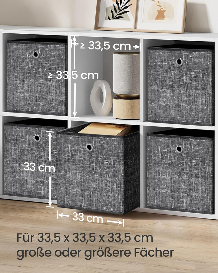 SONGMICS Aufbewahrungsbox, 6er Set, Ordnungsboxen aus Vliesstoff mit Griff, Boxen Aufbewahrung, 33 x