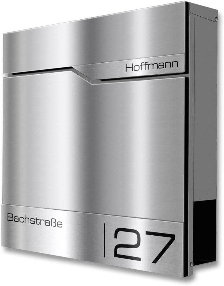 Metzler® Briefkasten mit Zustellbenachrichtigung und Zeitungsfach Edelstahl gebürstet Wandmontage ab