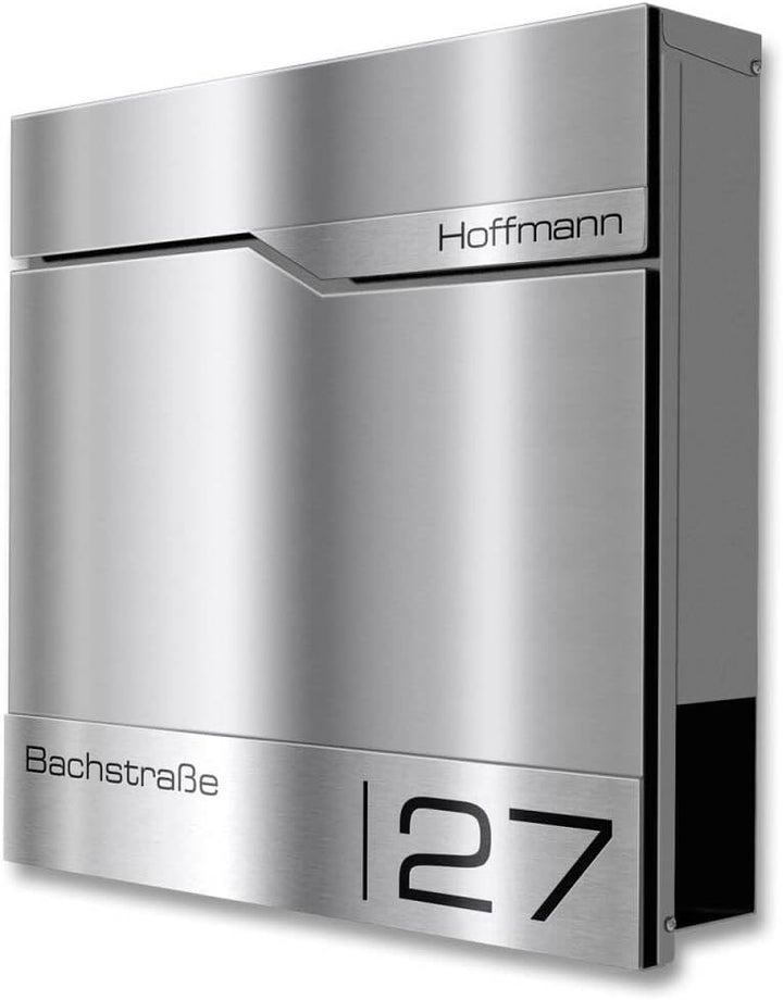 Metzler® Briefkasten mit Zustellbenachrichtigung und Zeitungsfach Edelstahl gebürstet Wandmontage ab