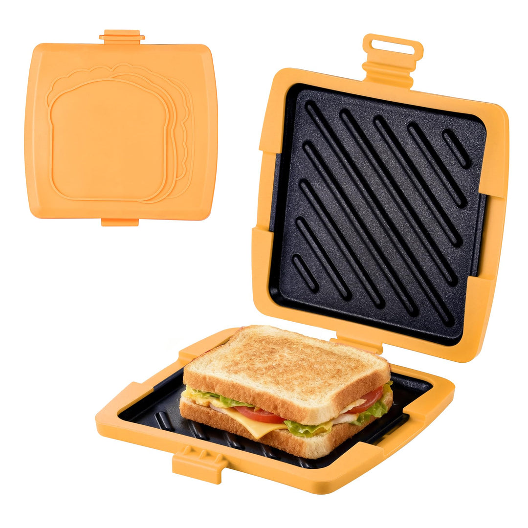 Sandwichmaker Mikrowellen, Sandwichtoaster 16 x 16 cm, Kontaktgrill Abnehmbare Platten und Silikonsc