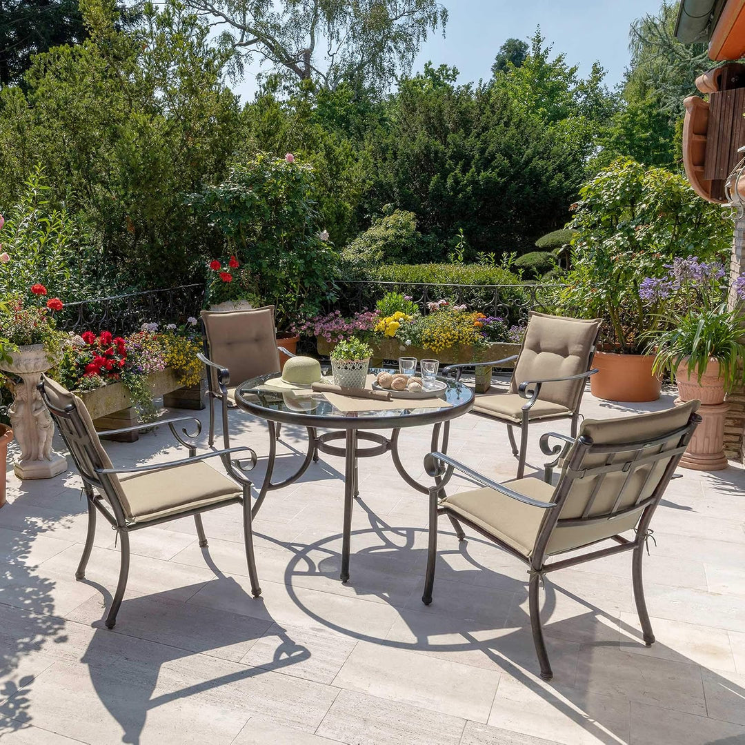 Beautissu 6er Set Niedriglehner Auflage Gartenstuhl mit Schaumkern Füllung | 100x50x6cm Natur Sitzki