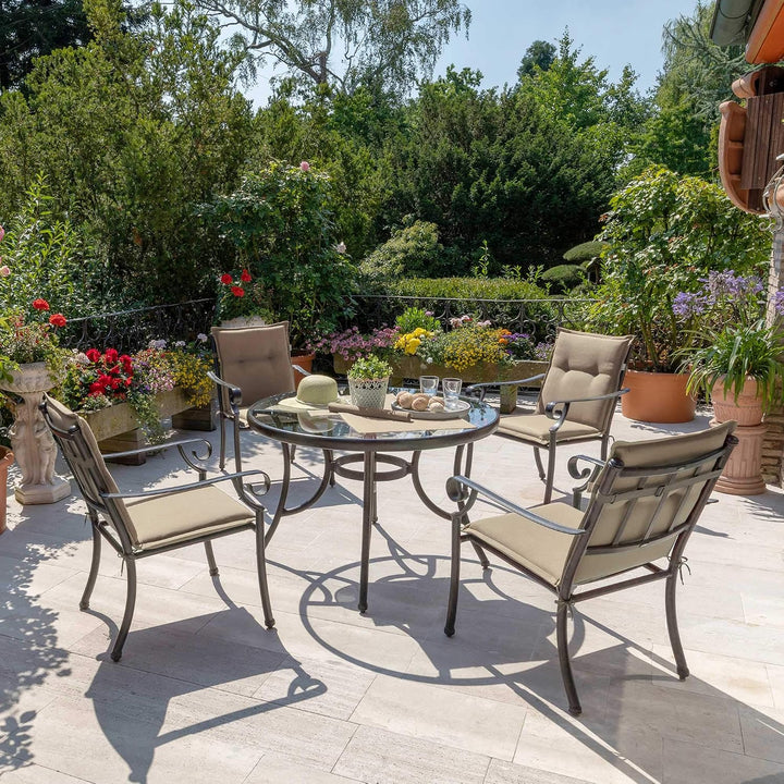 Beautissu 6er Set Niedriglehner Auflage Gartenstuhl mit Schaumkern Füllung | 100x50x6cm Natur Sitzki