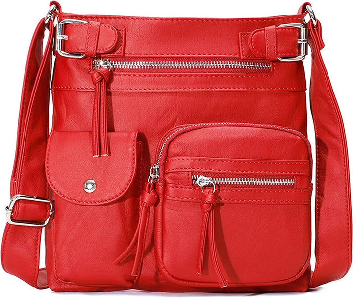 FANDARE Leichte Schultertasche Umhängetaschen Damen Schulranzen Handtaschen Klein Frauen PU Leder Wa