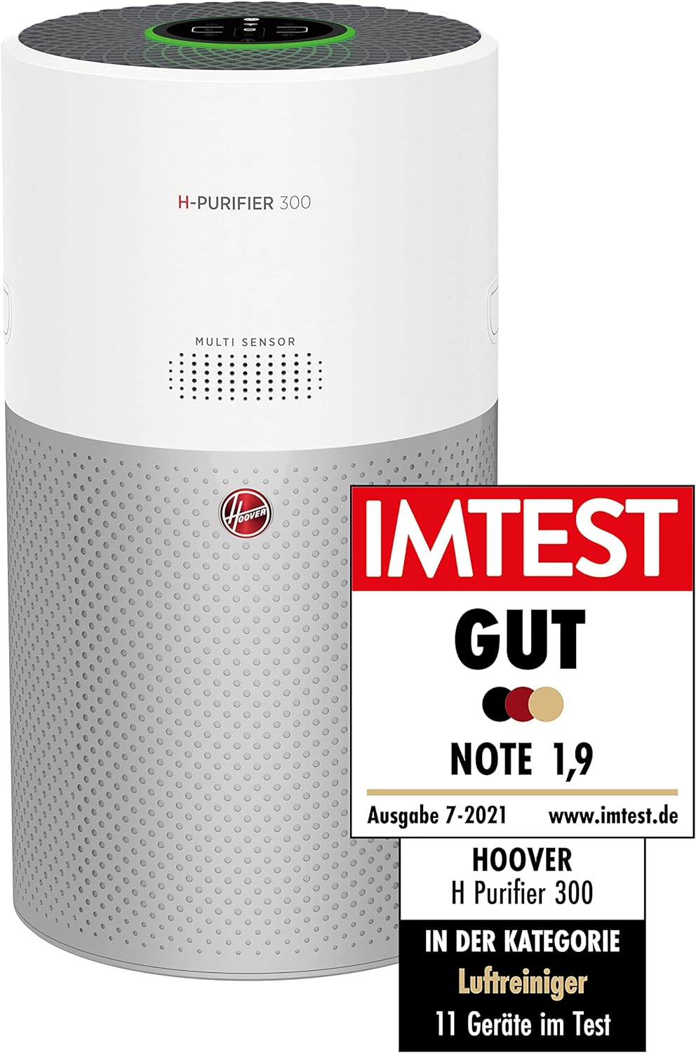 Hoover H-PURIFIER 300 Luftreiniger, 3-fach Filter inkl. HEPA 13, entfernt bis zu 99,97% der Allergen