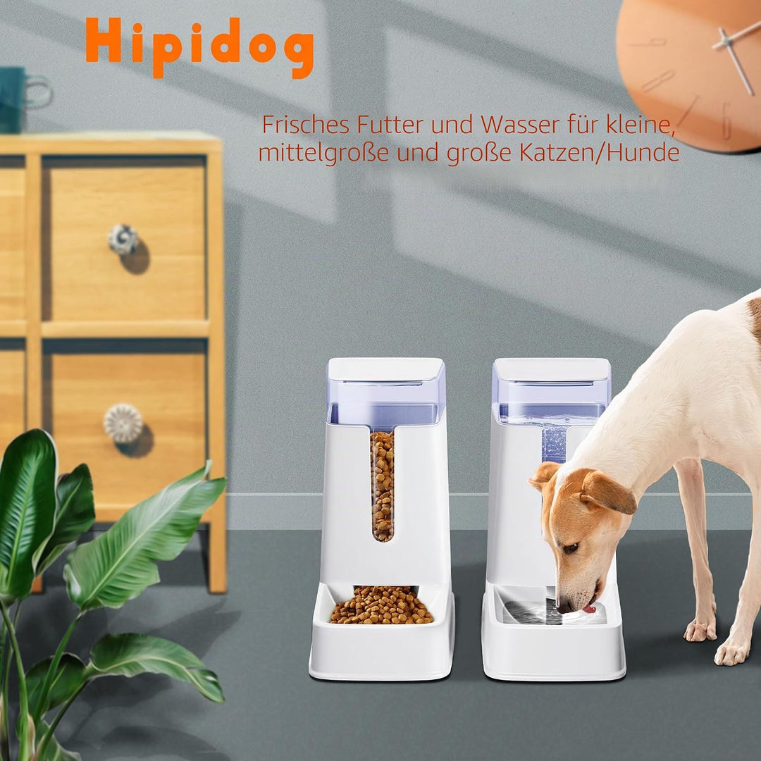 Automatischer Futterspender für Hunde und Wasserspender, Weiss