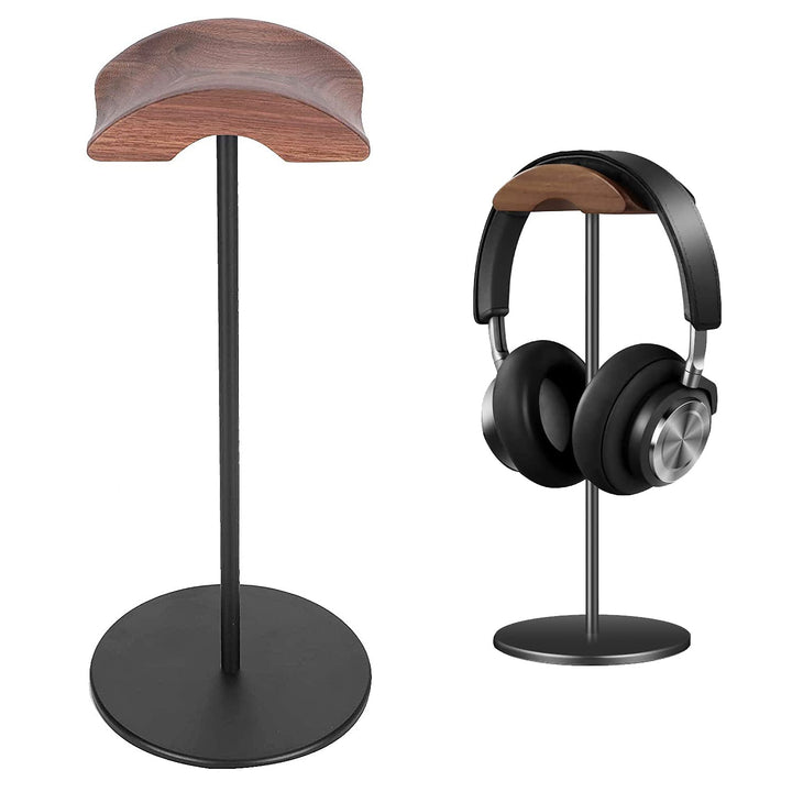 Kopfhörer Ständer mit 6.5cm Breiter Kopfstütze aus Nussbaum,Headset Halterung Abnehmbare Headset Stä