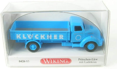 Wiking 042603 Pritschen-LKW mit Ladekran "Klöckner" hellblau Spur H0 1:87