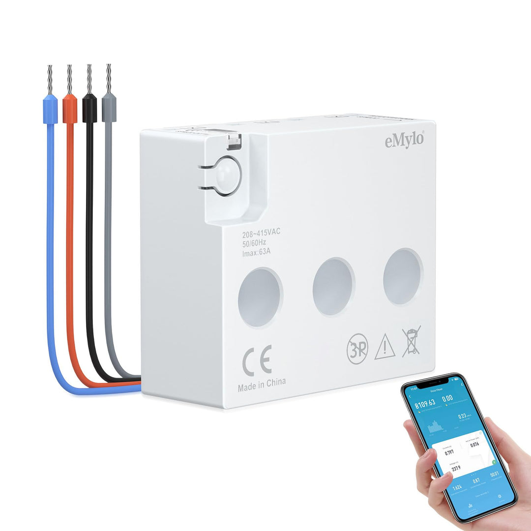 eMylo Smart Wifi Energiemessgerät Mini-Stromverbrauchsmessgerät 99% hohe Genauigkeit 3 Phasen Echtze