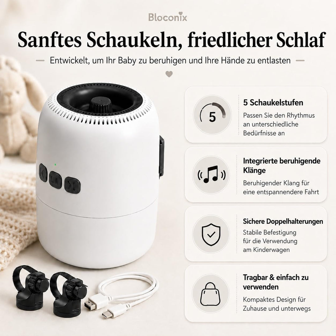 Kinderwagen Schaukler Baby, Automatischer Kinderwagen Rocker mit 5 Schaukelstufen &amp; 10 Beruhigungsge