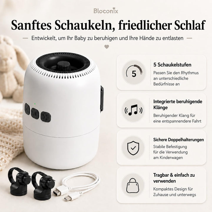 Kinderwagen Schaukler Baby, Automatischer Kinderwagen Rocker mit 5 Schaukelstufen &amp; 10 Beruhigungsge