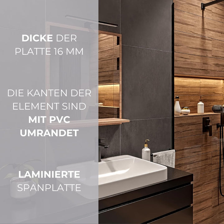 Badspiegel Sonoma mit Beleuchtung 60x70 cm Badezimmerspiegel Wandspiegel mit Ablage LED-Spiegel Neut