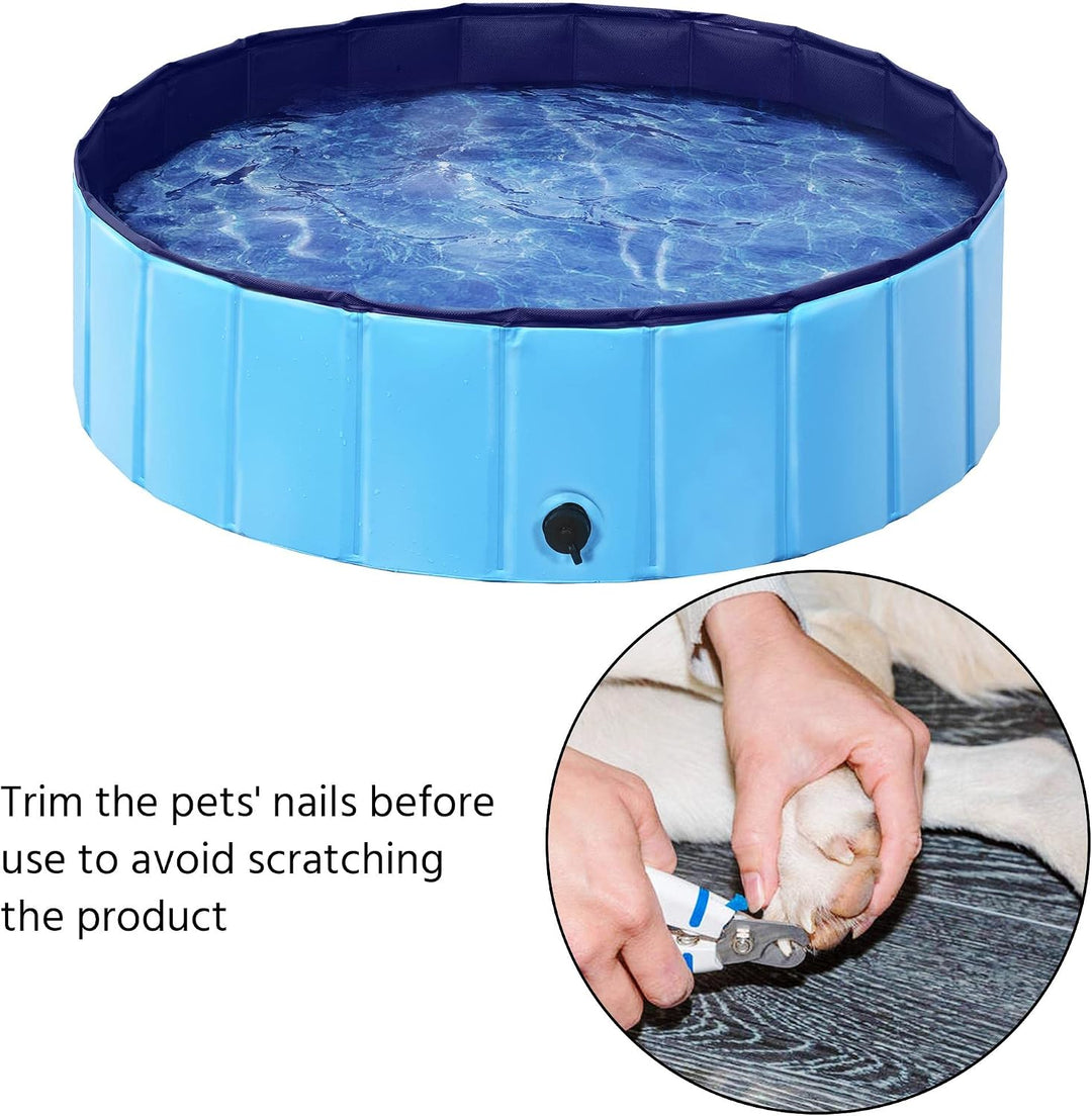 Yaheetech Hundepool faltbar, Planschbecken für Hunde 100 x 30 cm, Anti-Rutsch-Platten, Schnelle Entw