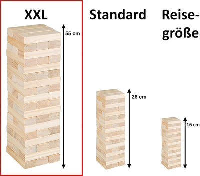 Idena 40212 - XXL Wackel-Turm, Stapelspiel mit 54 Bausteinen, Geschicklichkeits-Spiel aus Holz, ca.