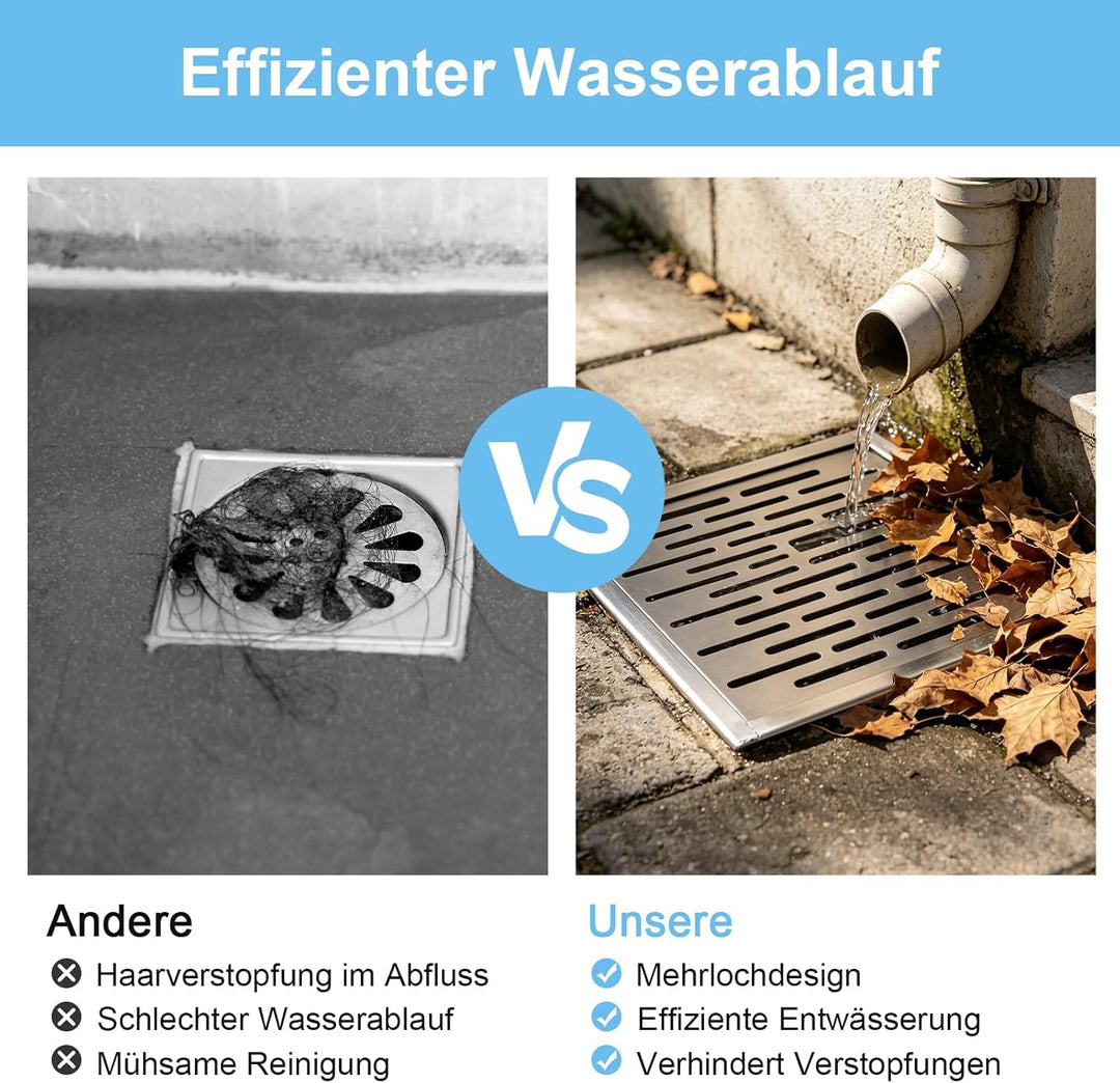 Zoegneer Edelstahl-Bodenablaufabdeckung mit Rahmen, quadratisch, rutschfest, Ablaufgitter, Abflussab