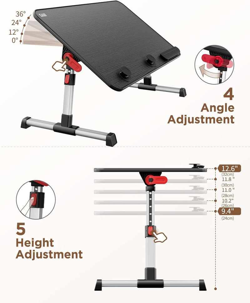 Tisch, SAIJI Betttisch höhenverstellbar, mit 4 einstellbare Winkel, Klappbarer Lapdesk, für Sofa Cou