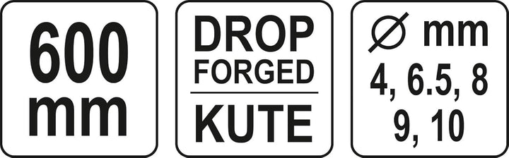 YATO Profi Presszange für Stahlseile 660mm, 5 unterschiedliche Pressgrössen 4,8/6,6/8,7/9,5/11,3 mm,