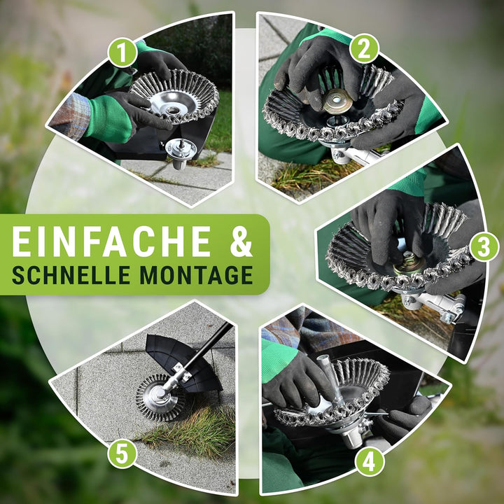 WENDOWERK® Profi Unkrautbürste Freischneider mit 25,4mm Bohrung [2023] - Effektive Unkrautentfernung