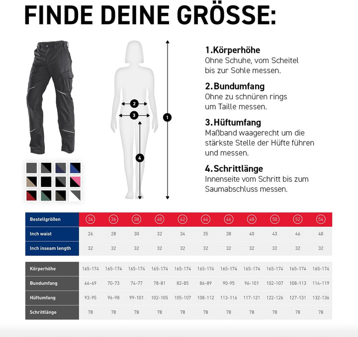KÜBLER Workwear KÜBLER ACTIVIQ Damen-Arbeitshose anthrazit, Grösse 46, Damen-Damen-Arbeitshose aus M