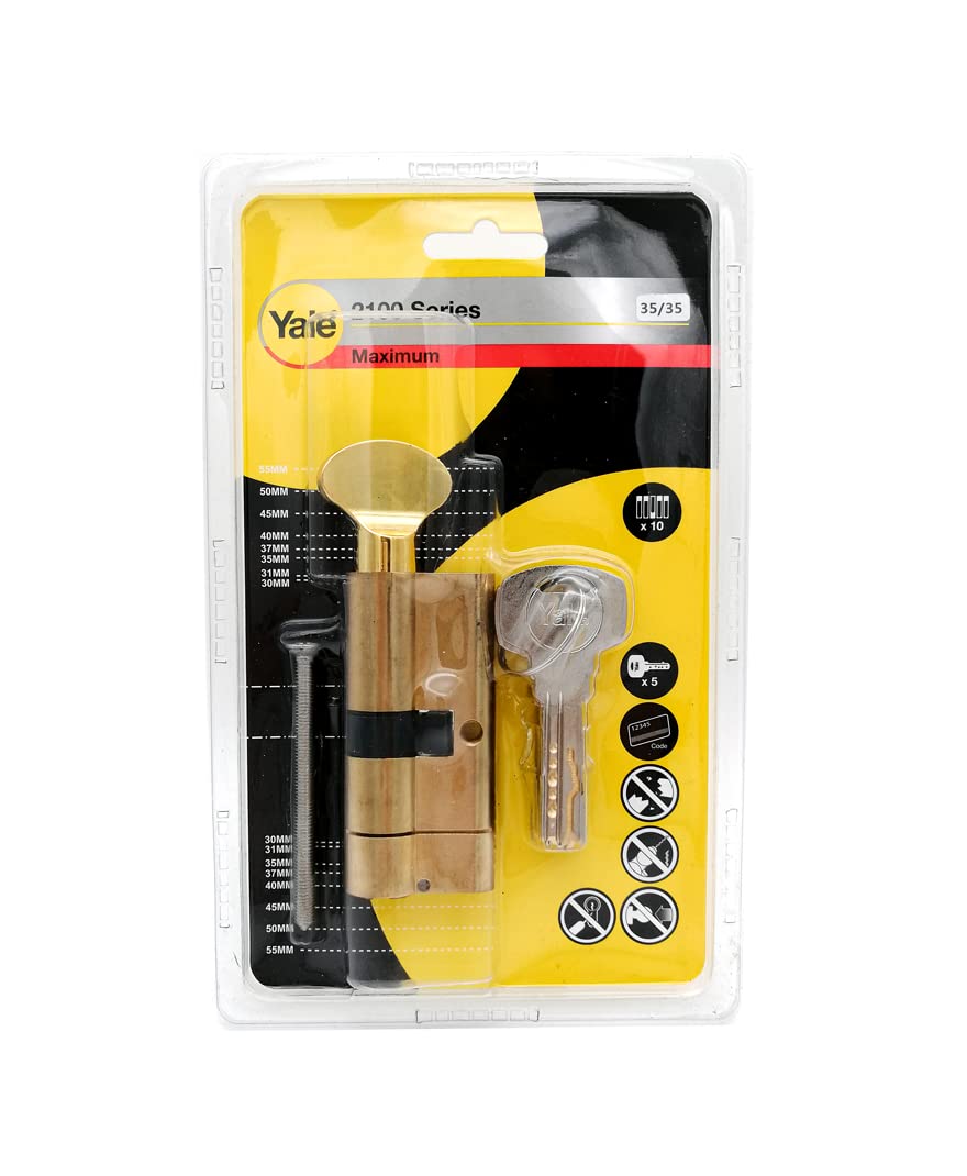 Yale 2100-Serie Euro-Profilzylinder (patentiert) – Daumendreher – 35/35 – CK – Messing poliert – Bli