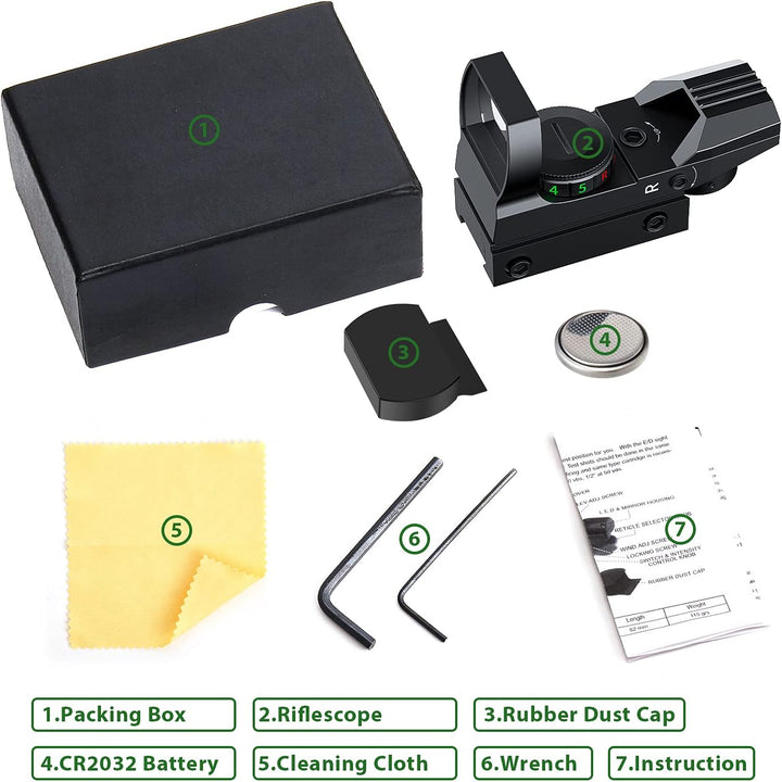 Paike Red Dot Sight Reflex Sights 4 Styles Reticles (11mm Rail)