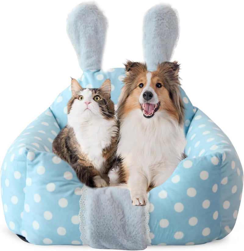 PETCUTE Katzenbett Hundebett Haustierbett für Katzen und kleine Hunde,Waschbar Kaninchen Design Haus