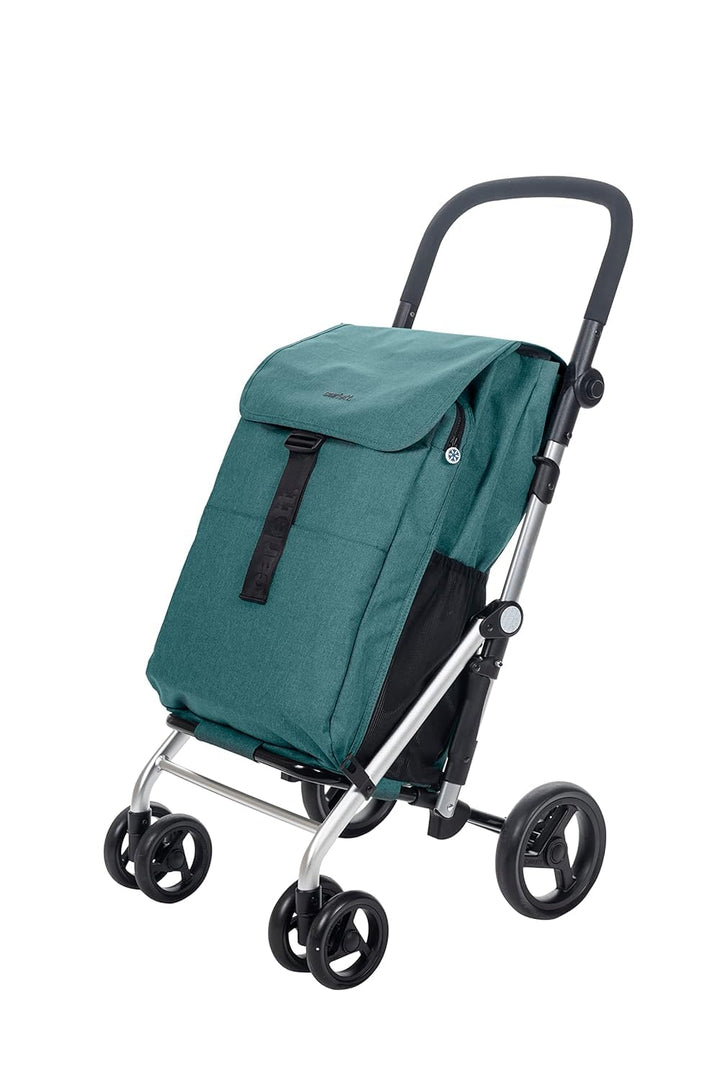Carlett Einkaufstrolley mit 4 Rädern, faltbar, 64 L Tasche bis 32 kg + 12 L Thermofach, höhenverstel