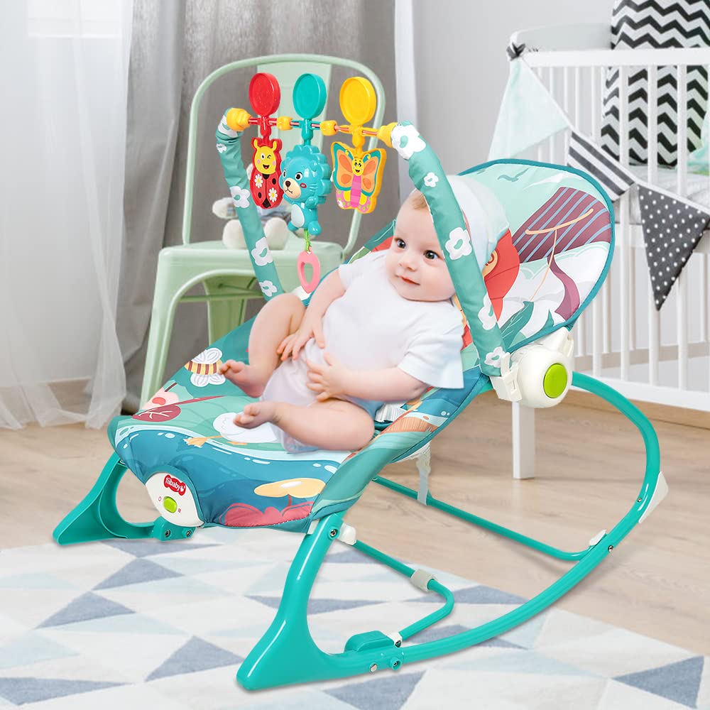 Baby Wippe mit Beruhigenden Vibrationen, Babyschaukel Elektrisch mit Liegefunktion, Verstellbare Rüc