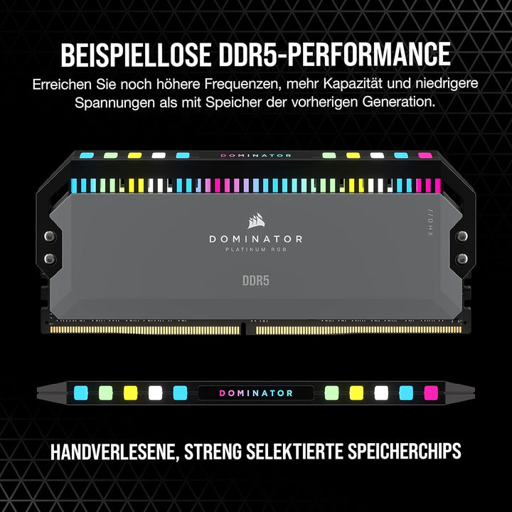 CORSAIR Dominator Platinum RGB DDR5 RAM 64GB (2x32GB) 6000MHz CL30 AMD Expo iCUE Kompatibel Computer