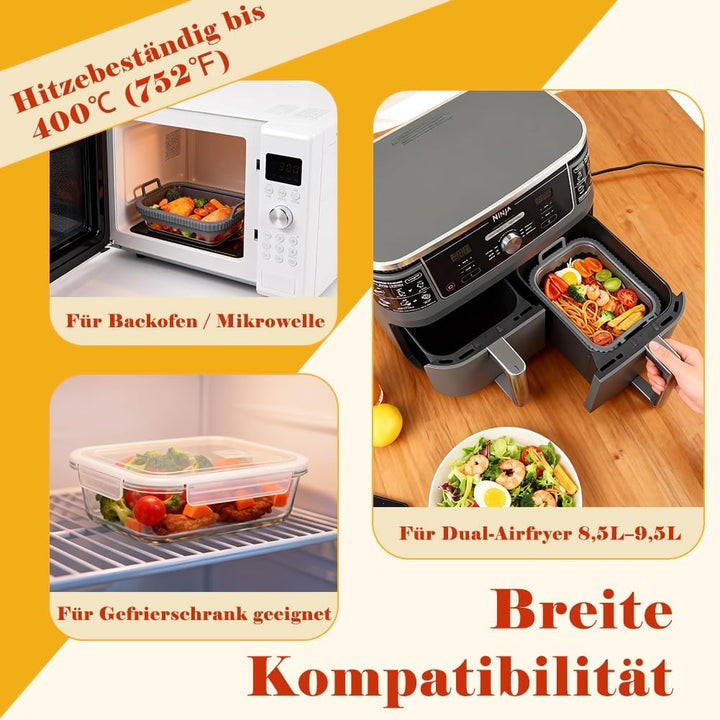 YQL Airfryer Zubehör für COSORI Heissluftfritteuse 2 Kammern 8,5L/Ninja AF400EUCP/DZ400EU, Hitzebest