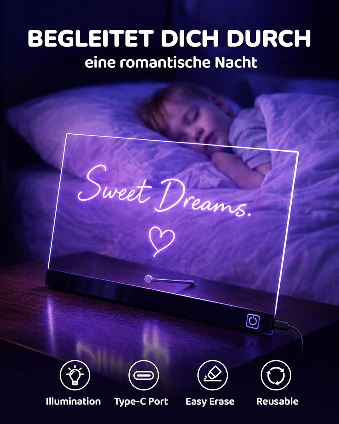 KOKODI LED Zeichentafel für Kinder, leuchtendes Malbrett 37x27 cm mit 7 Stiften, USB-C, kreatives Le