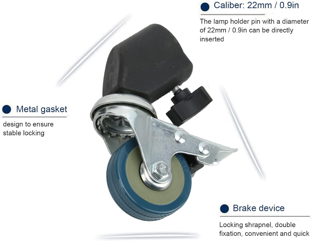 3 Stück Lichtstativ-Lenkrollen, Studio-Lenkrollen, Fotografie-C-Stativ-Rollräder mit Bremse, für Lic