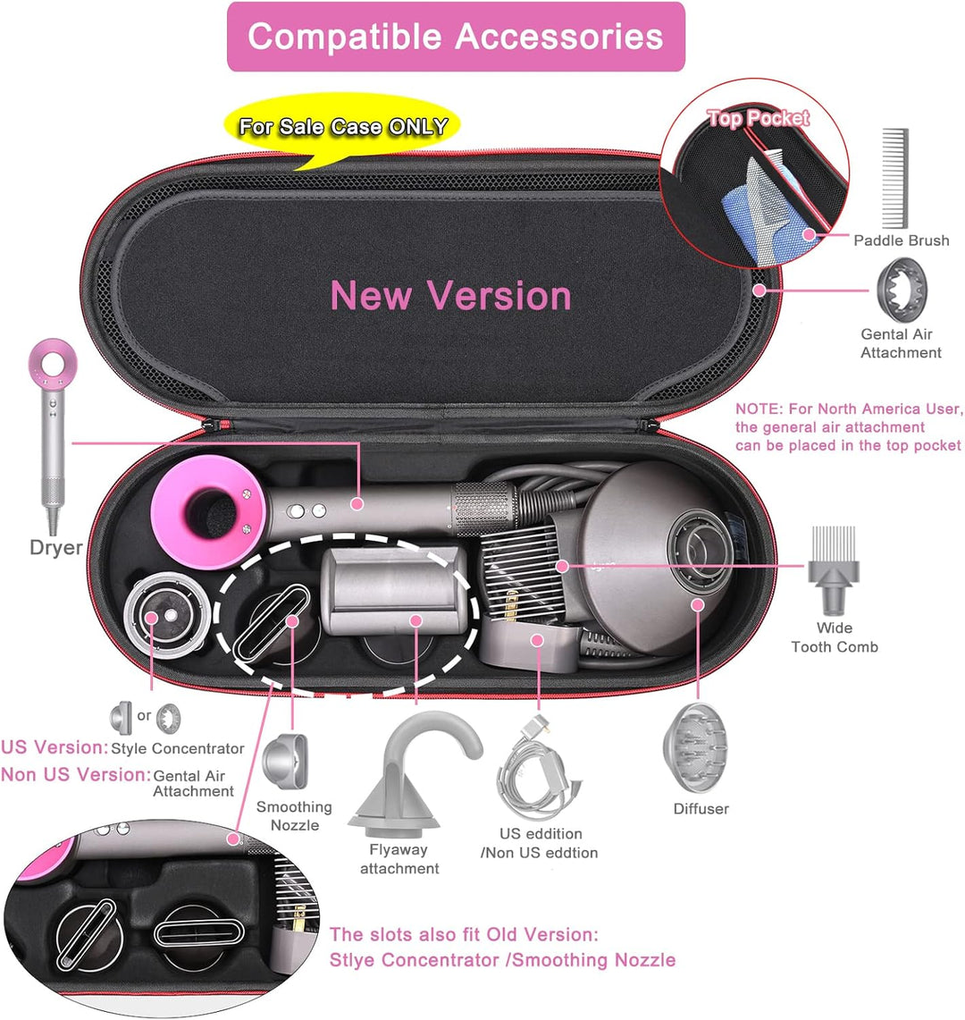 RLSOCO Tasche für Dyson Supersonic Hair Dryer/Supersonic Haartrockner &amp; Modell HD15/HD08（Dunkelrosa）