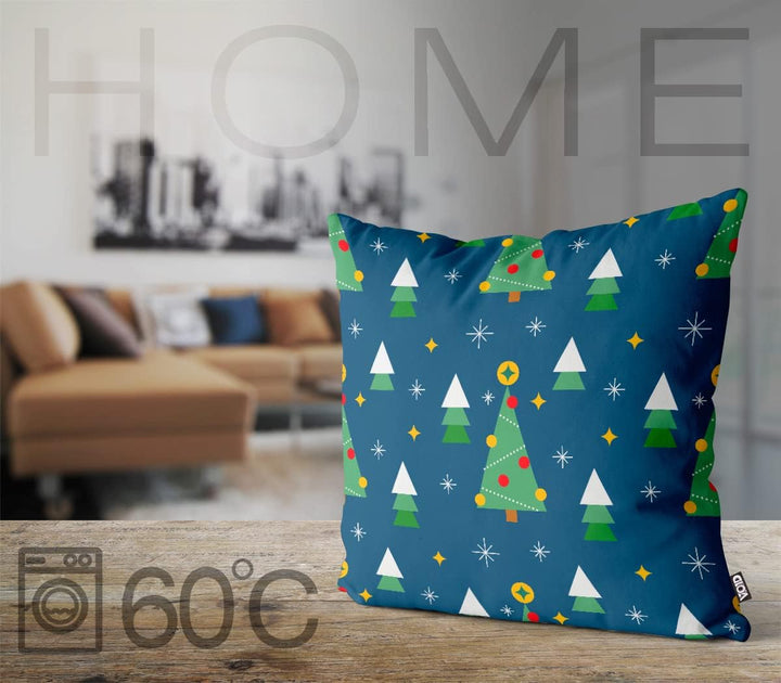 VOID Weihnachtsstern Bäume blau Kissenbezug Kissenhülle Sofakissen Kissen Deko Weihnachten Winter We