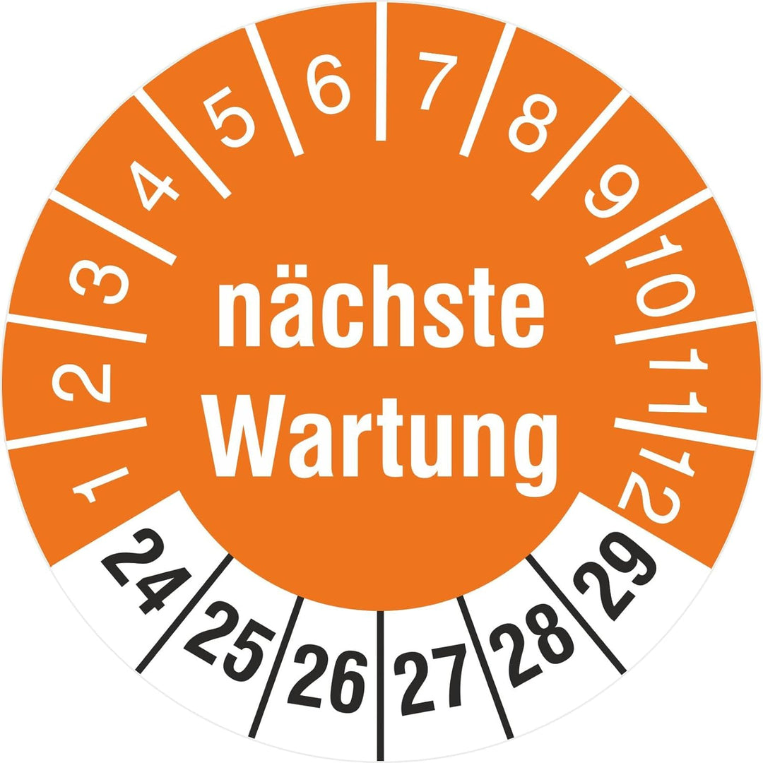 500 Stück Prüfplakette 18 mm nächster Prüftermin 2024-2029 Prüfetiketten auf Rolle stark haftend 500