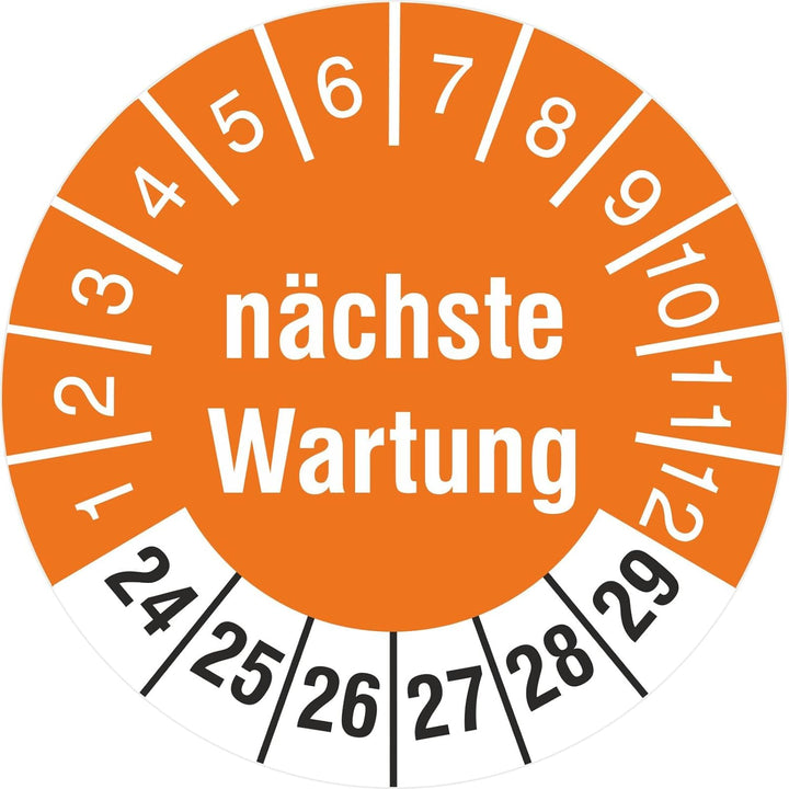 500 Stück Prüfplakette 18 mm nächster Prüftermin 2024-2029 Prüfetiketten auf Rolle stark haftend 500